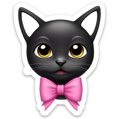 cute black cat with pink bow sticker