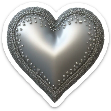 a hollow heart studded with silver sticker