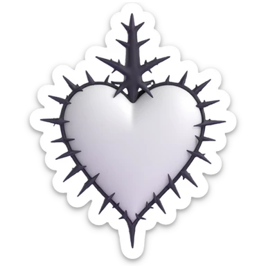 white goth heart with black thorns, dramatic sticker