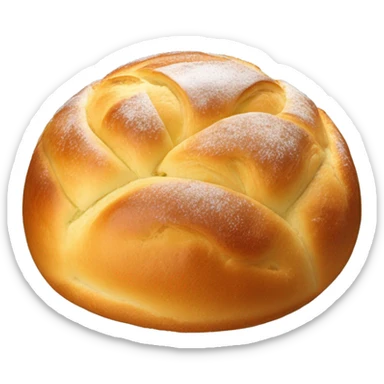 Boule de brioche ronde coupée au milieux avec crème fouettée blanche au centre recouvert d’éclat de pistache  sticker