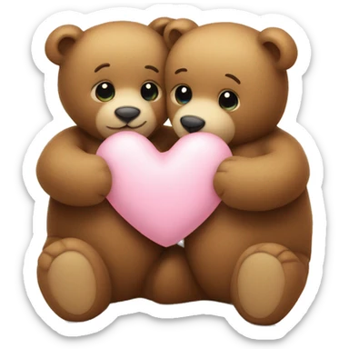 2 teddy bears hugging a pastel heart  sticker