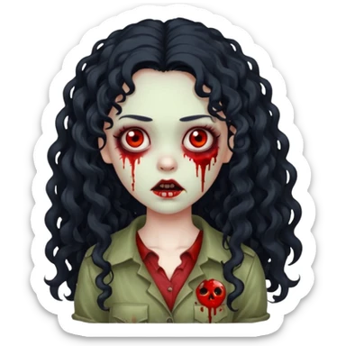 garota zumbi com cabelo cacheado longo oreto sticker