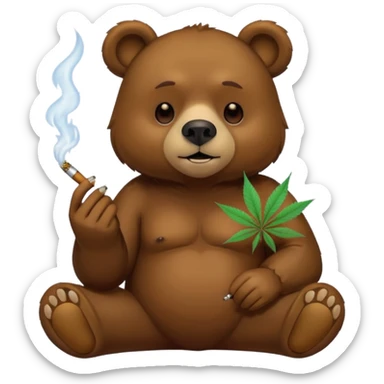 bear smoking weed sticker
