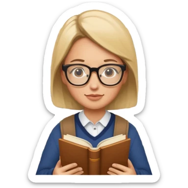 Library Visitor, Reader + stack of books. sticker