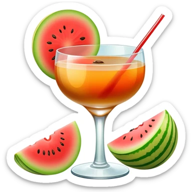melón carajillo cocktail with coffee, liquor, and fresh melon sticker