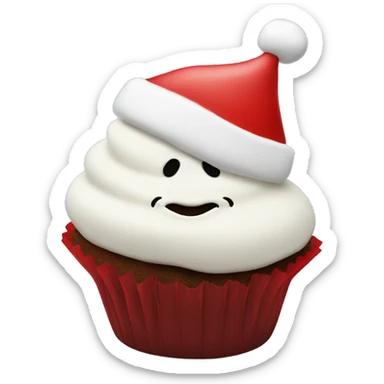 Santa hat cupcake with red and white frosting sticker