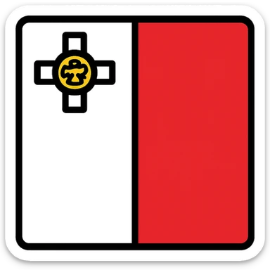 national flag of Malta, white and red vertical halves, George Cross in the top left, minimal vector style sticker