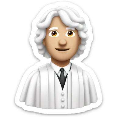 white UK judge upper body white wig at an angle  sticker