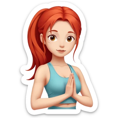 Cute girl with red long hair in yoga  sticker