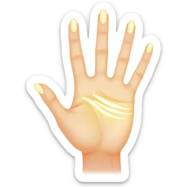  -- ethereal glowing hand palm lines-- 5 fingers reading palm 
 sticker