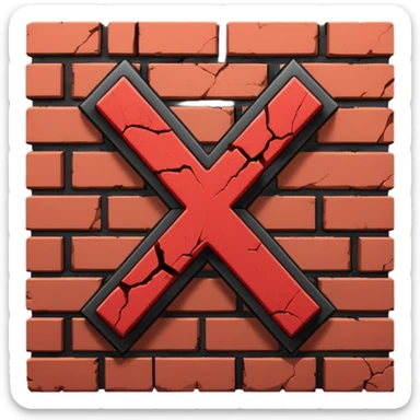 a crossed-out wall indicating poor defense during the match sticker