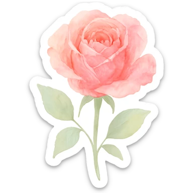 rose painted with watercolor, soft color transitions sticker