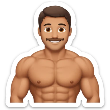 Muscular and chest hair man sticker