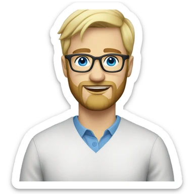 Blonde guy with glasses and beard and blue eyes in love  sticker