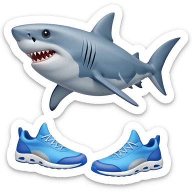 Create a shark with three legs, two in front and one behind, that the shoes are blue sticker