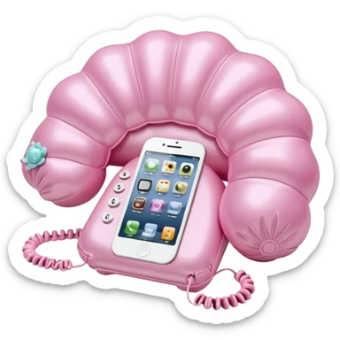 vintage rococo pale pink inflatable puffy shell phone sticker