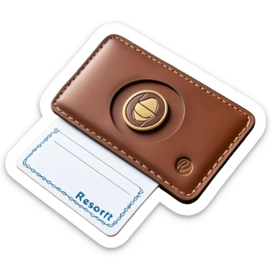 Resort Keycard & Holder: A sleek magnetic keycard paired with a leather card holder embossed with the resort logo.
 sticker