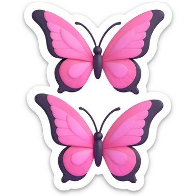 minimal 3D gothic butterfly hair clip, pink wing, simple and elegant sticker