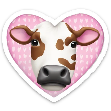 Heart with pink and white cow print pattern sticker