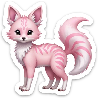 Feral Rare Fantasy cute pastel pink Vernid-Trico-species by LiLaiRa, markings, tufted ears, full body sticker
