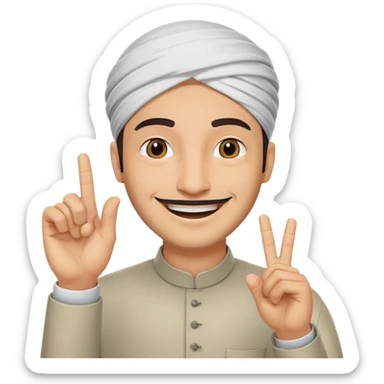 happy muslim man positive sign finger sticker