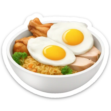 chicken rice bowl with two eggs sticker