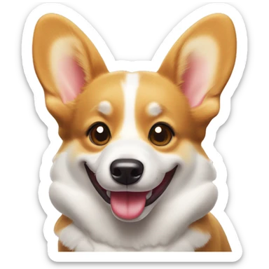 Welsh corgi with a playful grin, sticking out its tongue, expressing mischievous happiness sticker