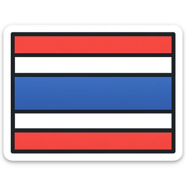 simple clean icon of the flag of Thailand with horizontal proportions and red, white, and blue colors sticker