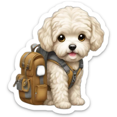 traveler maltipoo with backpack sticker