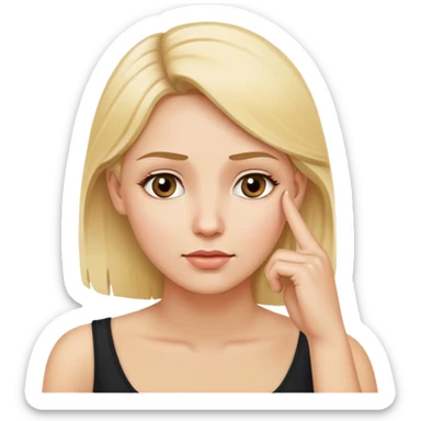 blond woman with a finger touching head above her ear to show she is thinking sticker
