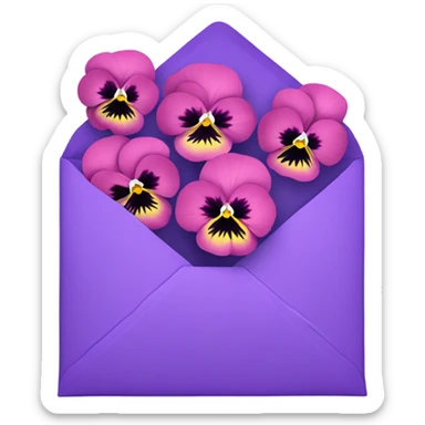 pink pansies placed in a purple aesthetic envelope  sticker