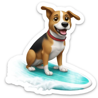 Dog pooping surfing sticker
