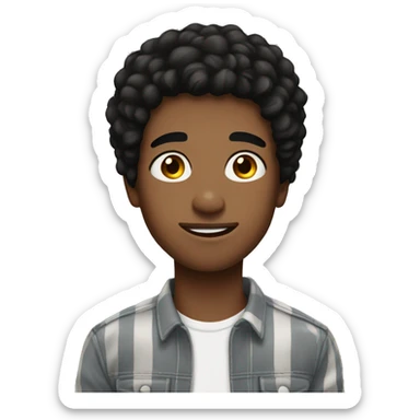 A teen boy with freckles black hair with highlights sticker