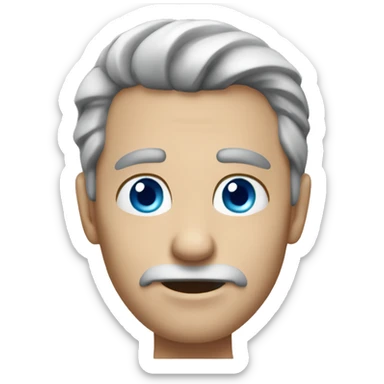 man face, grey flicked hair, blue eyes  sticker
