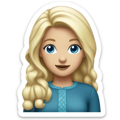 Santa Girl, blue eyes, blond hair sticker