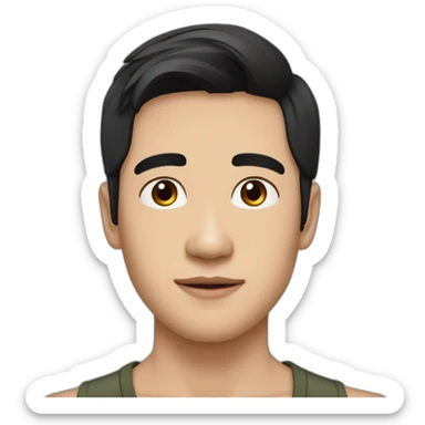 Thai actor Sam Yuranunt Pamornmontri, black hair, brown eyes, handsome male face sticker