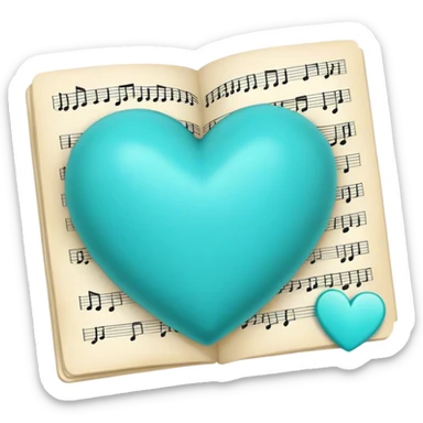 Turquoise heart and real notes sticker