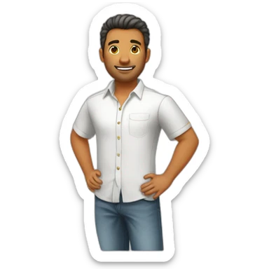 Chico de pelo liso blanco, con camisa naranja enojado sticker