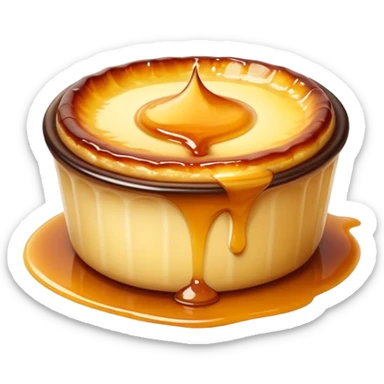 Cinematic Realistic Cr√®me Br√ªl√©e Dessert Emoji, depicted as a rich custard with a perfectly caramelized sugar top rendered with exquisite textures and warm, inviting lighting. sticker