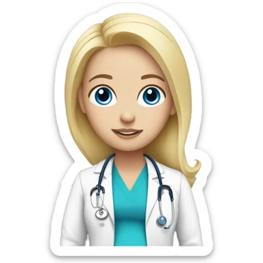White Pregnant doctor blue eyes, blond hair sticker