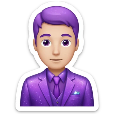 man office supervisor wearing glitter purple glittery clothes sticker