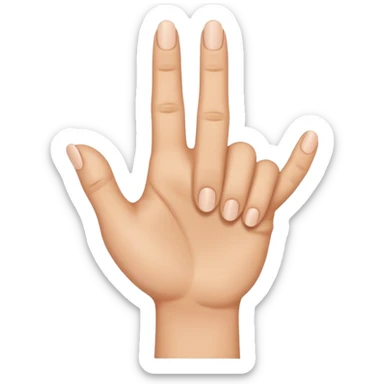 A hand with only the thumb pointy and middle finger raised sticker