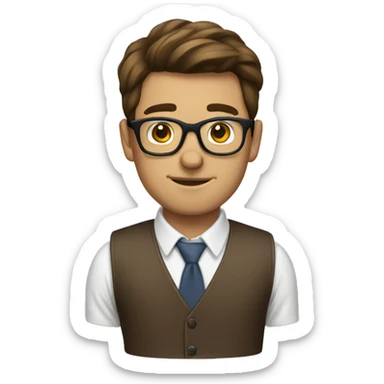 brown haired nerd sticker