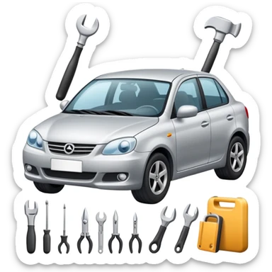 car with a small dent being fixed sticker