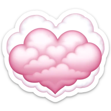 pink heart + cloud sticker