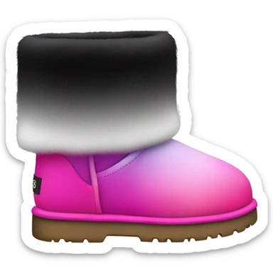 Realistic silver black and hot pink ombre Ugg fur boots. sticker