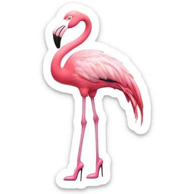 A flamingo wearing heels sticker