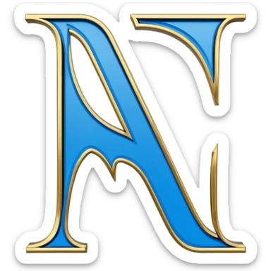Bold Black-Blue-White-Gold Font Letter “N” sticker