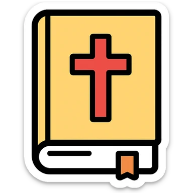 a Bible with a cross on the cover, clean and clear icon style sticker