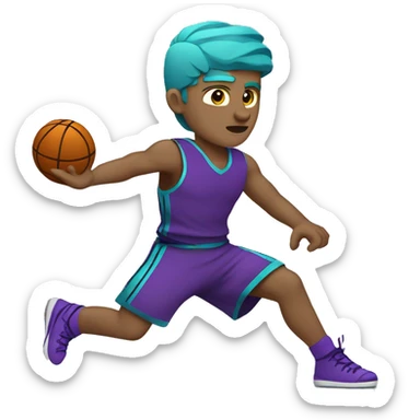 Caucasian youth gladiator playing basketball wearing purple black and aqua sticker
